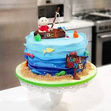 Birthday Party For 1 Year Old Boy Ideas The Big One Fish Birthday Party Cake Fish Cake Birthday Birthday Cake Kids Boys Boys First Birthday Cake