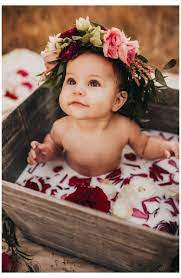 Simply browse an extensive selection of the best baby bath milk and filter by best match or price to find one that suits you! Baby Milk Bath Rose Milk Bath Photography Baby Milk Bath With Roses And Flower Petal 6 Month Baby Picture Ideas Baby Girl Photography Monthly Baby Pictures