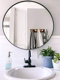 Black bathroom mirror folding extend magnify 3x makeup space aluminum wall mount. Round Framed Mirror Decorative Circle Black Wall Mirror Multiple Finishes Walmart Com Walmart Com