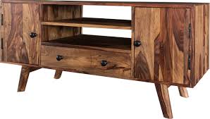 Ample adjustable shelving and cutouts for wire management nicely accommodate your media needs. Two Tone Sheesham Wood Media Unit Scape Interiors West Ltd