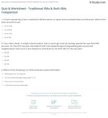 Ira contribution deduction income limits. Quiz Worksheet Traditional Iras Roth Iras Comparison Study Com