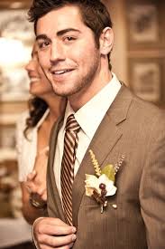 Brown Tux Just Different Tie And Flowers Mens Wedding Attire Brown Suit Wedding Brown Groomsmen