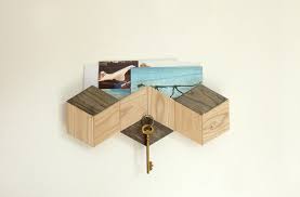 Porte Cles Et Porte Courrier Mural Geometrique En Bois De Etsy Floating Nightstand Decor Home Decor
