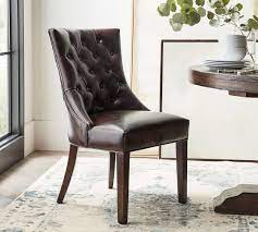 Alexander grey leather dining chairs are the best when it comes to comfort and style. Hayes Tufted Leather Dining Chair Pottery Barn