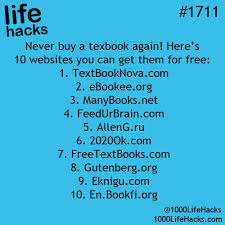 12.07.2021 · there you go, 100 awesome life hacks that you can try right now to make your life a lot easier! How To Get Free Textbooks Life Hack Study Read Write