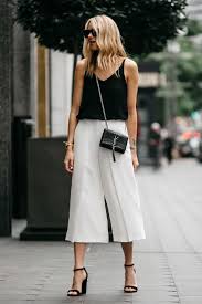 Black And White Fashion Style Fashion Jackson Dallas Blogger Fashion Blogger Street Style Topshop Black Cami Tanktop White Culottes Saint Laurent Fashion Fashion Jackson Fashion Wear