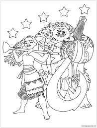 Moana Maui With The Stars Coloring Page Star Coloring Pages Tinkerbell Coloring Pages Coloring Pages
