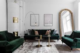 Luxurious Scandinavian Living Room With Emerald Velvet Howard Furniture Shifting Viscose Rug In Grey Bras Elegant Living Room Parisian Interior Room Interior