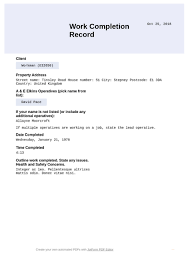 The hvac invoice is a document that may be completed by any company that sells and installs hvac units into homes or businesses. Work Completion Record Template Pdf Templates Jotform