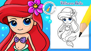 Draw Cute Mermaid Ariel The Little Mermaid Chibi Kawaii Cute And In 2020 Mermaid Drawings Easy Drawings For Kids Cute Mermaid