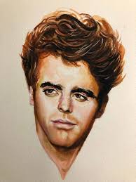 I painted this watercolor with four warm colors. I used the white of the  paper for my highlights. It's fun to experiment