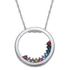 Mother S Simulated Birthstone Circle Slider Pendant In Sterling Silver 1 10 Stones Zales Slider Necklace Mothers Necklace Pendant