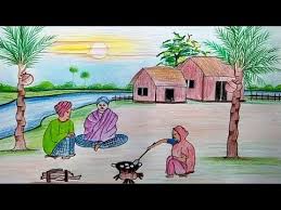 How To Draw Scenery Of Winter Season With Colour Pencils Pastel Drawing Family Drawing Color Pencil Art How to draw winter season with village scenery step by step. how to draw scenery of winter season