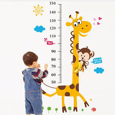 Cartoon Animal Giraffe Height Measure Wall Sticker For Kids Rooms Poster Home Decor Growth Chart Mural Child Height Wall Decals Personalized Wall