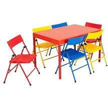 Cosco Kid S 7 Piece Folding Chair And Table Set Multicolored 37371red1e Walmart Com Kids Table And Chairs Table And Chairs Kids Folding Table