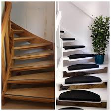 Diy Treppen Renovieren Aus Alte Holztreppe Neue Weisse Treppe Mit Schwarzen Fussmatten Machen Treppe Renovieren Holztreppe Renovieren Treppenstufen Renovieren