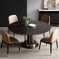 Knoll saarinen round dining table wood top from $3,975.00. Round Dining Table Modern Black Marble Dining Table Stainless Steel Base