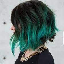 Messy Dunkel Grun Ombre Bob Frisur Bob Frisur Haarfarben Haarschnitt