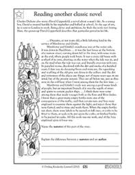 Free printable reading comprehension worksheets for grade 1 to grade 5. Reading Comprehension David Copperfield 4th Grade Reading Writing Worksheet Greatschools