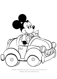 Disegno Di Topolino Che Guida Un Auto Da Colorare