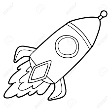 Imagen en blanco y negro de una misión espacial rumbo al espacio infinito para colorear por los niños. Cohete De Dibujos Animados Lindo Para Ninos Pagina Para Colorear Ilustraciones Vectoriales Clip Art Vectorizado Libre De Derechos Image 87850189