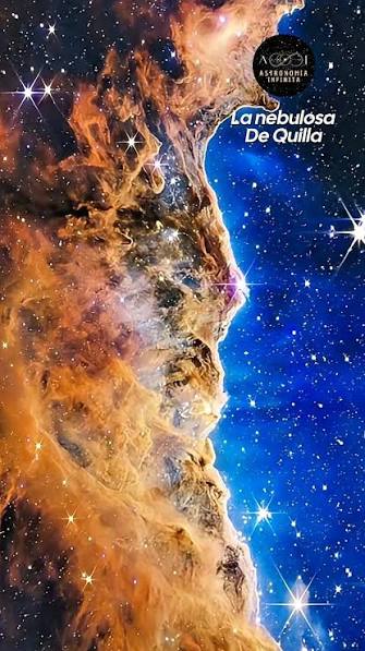 A unos 7 500 años luz, Con un diámetro aproximado de 20 años luz, La  Nebulosa de Quilla (Carina) es un paisaje cósmico de montañas de gas y  mares de luz. Sus nubes se elevan como picos antiguos, ...