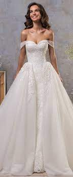 Stunning Tulle Off The Shoulder Neckline 2 In 1 Wedding Dress With Lace Appliques Detachable Skirt Wedding Dresses Dream Wedding Dresses Wedding Dresses Lace