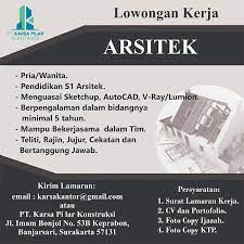 Lowongan kerja cpns, bumn , multinasional company 2018 terlengkap da. Lowongan Kerja Arsitek Pt Karsa Pilar Konstruksi Solo Juli 2020 Loker Swasta