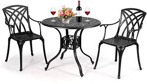 Amazon Com Giantex Bistro Table Set With 2 Chairs Cast Aluminum Patio Table And Chairs Set Outdoor Round Dining Ta In 2020 Bistro Table Set Patio Table Bistro Table