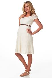 Ivory Lace Belted Maternity Dress Blush Maternity Dress White Lace Cocktail Dress Cute Maternity Dresses