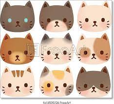 Vector File Eps10 Freeart Fa14939726 Cat Face Drawing Cute Cat Face Cat Vector