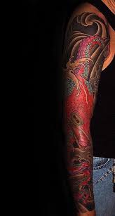 Black And Red Japanese Sleeve Tattoo 50 Japanese Octopus Tattoo Designs For Men Tentacle Ink Ideas Full Sleeve Tattoos Mens Full Sleeve Tattoo Sleeve Tattoos