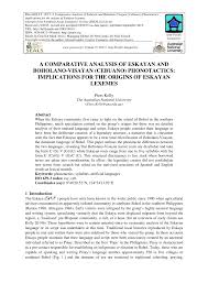 Pdf A Comparative Analysis Of Eskayan And Boholano Visayan Cebuano Phonotactics Implications For The Origins Of Eskayan Lexemes