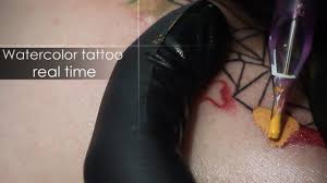 Galaxy watercolor tattoos are truly. Watercolor Tattoo Techniques Real Time Close Up Process Geometric Heart Youtube