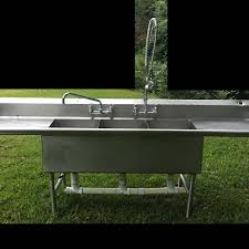 stainless steel 3 bay commercial sink