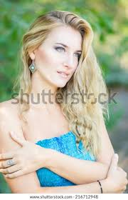 Portrait Beautiful Young Blonde Woman Nature Stock Photo 216712948