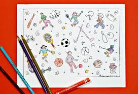 Can you find the twelve spies and the big clusters of grapes? Sports Coloring Page With Over 10 Different Sports
