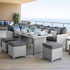 heritage nova ciara outdoor garden rattan corner dining sofa set with footstools white wash corner dining set dining sofa rattan garden furniture