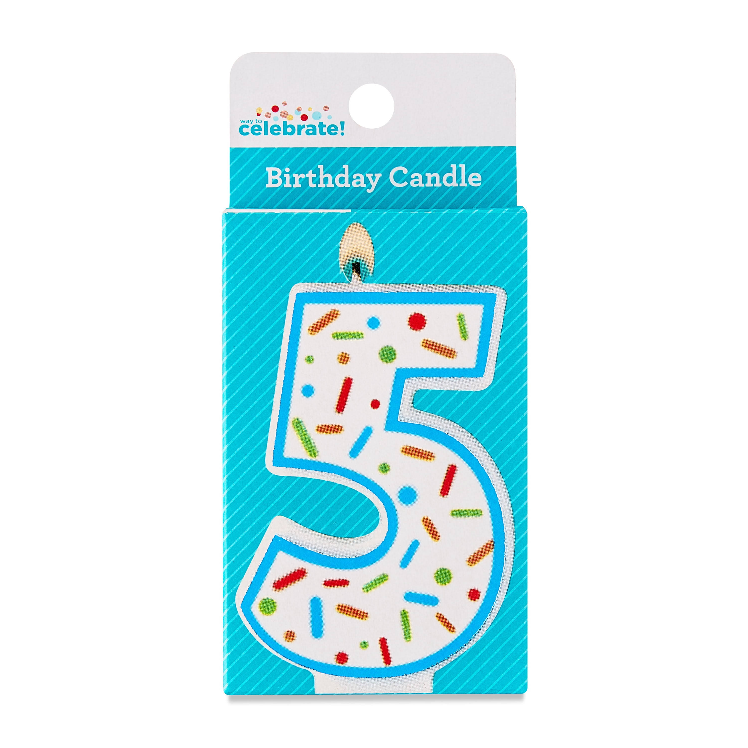 Multicolor Confetti Number 5 Birthday Candle