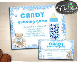 Interesting games & activities for large groups. Baby Shower Blue Candy Guessing Game Guess How Many Boy Baby Shower Studio 118