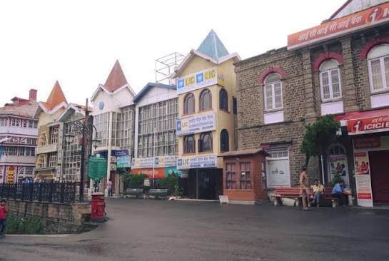 GLIMPSE OF OLD SIMLA Photograph shows, The Mall, Bank Building and Post Office Location --- Simla in 1912 .