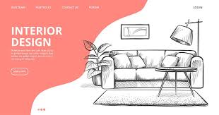 We believe in learning the concept, rather than learning the steps so that you can translate your imagination visually to the world. Interior Design Landing Page Vector Sketch Of Living Room Hand Drawn By Microvector Thehungryjpeg Com