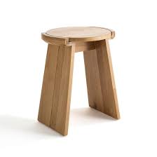 Natural wood colour same as display in picture. Tibet Solid Oak Stool Side Table Oak La Redoute Interieurs La Redoute