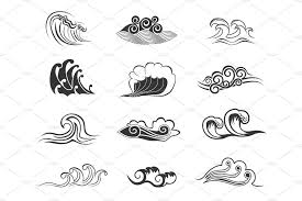 Black And White Ocean Wave Pattern Sea And Ocean Waves Symbols Sea And Ocean Waves Symbol Ocean Waves