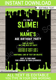If you wish to invite some friends over for tea and enjoy a carefree evening, you can use this option. Slime Party Invitations Template Slime Birthday Invite Printable Template