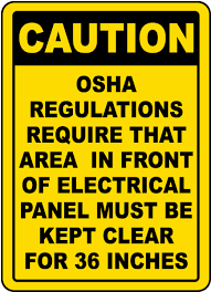 Clarifies that the lockout or tagout program must be either part of the electrical safety program, or must reference the lockout or tagout program. Area In Front Of Panel Must Be Clear Label E3336l By Safetysign Com