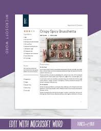 The design and content of each sample invitation card may vary depending on the cause of the celebration and the details that are involved in the program execution of the event where the invitation card is made f Recipe Template Printable Microsoft Word Or Google Docs Etsy