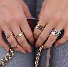 Blogger And Youtuber Shea Whitney Wearing The Colleen Ring In Gold And Silver The Vapor Midi Ring An Hand Jewelry Rings Fierce Jewelry Street Style Jewelry