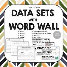 Data Sets Mean Median Mode Interquartile Range Box Plots With Word Wall Word Wall Box Plots Dot Plot