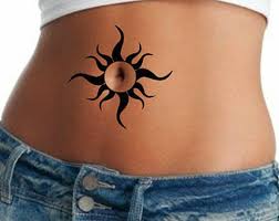 Temporary Tattoo Bellybutton Tattoo Ultra Thin Fake Tattoo Etsy Belly Tattoos Belly Button Tattoos Tattoos
